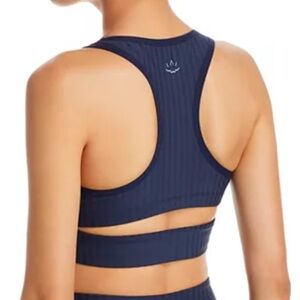 Beyond Yoga Ribbed Racerback Sports Bra in Navy Blue
